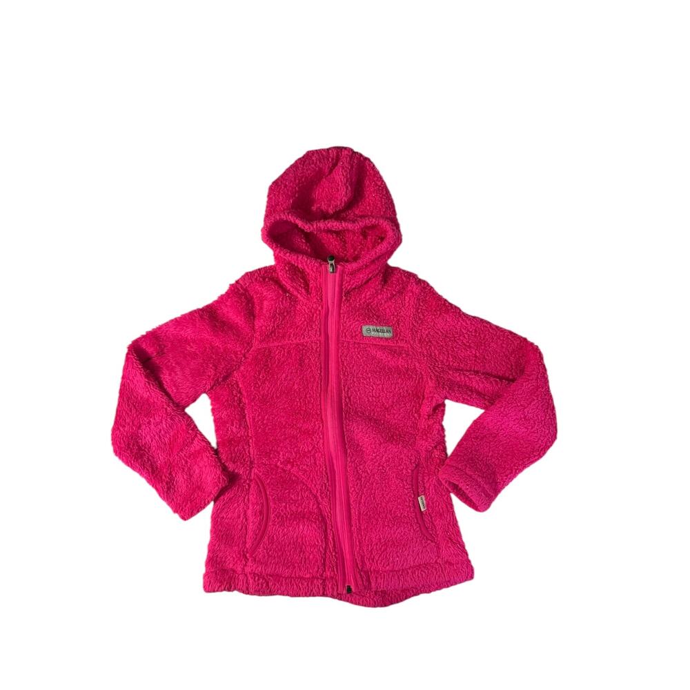 Magellan Girls Furry Pink Hoodie with Silver Threads Medium